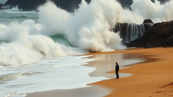 Feelings of Love at Work: Inspirational ocean quote scene.