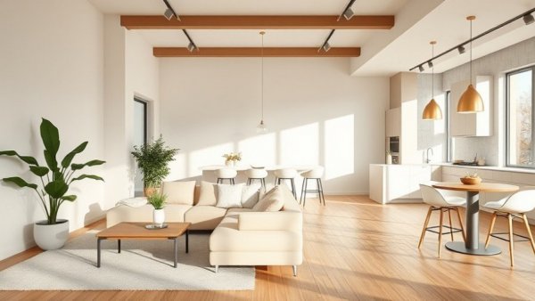 Elegant room with minimalist interior design ideas in neutral tones.