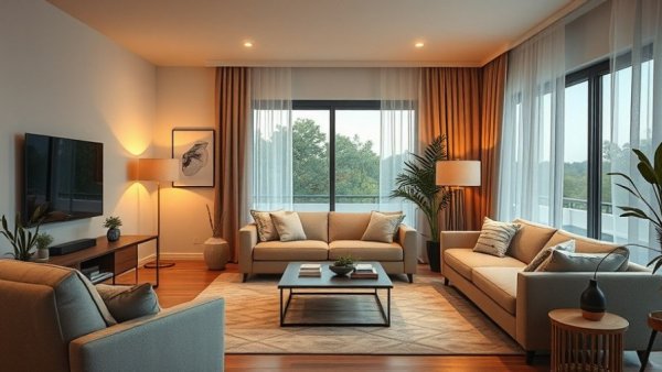 Affordable smart home upgrades in Charlotte NC modern living room.