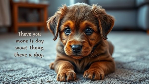 Comfort makes you stupid: Adorable puppy sitting with text about frustration.