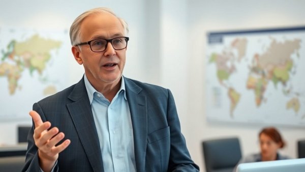 Older man discussing insurance solutions for international citizens in an office.