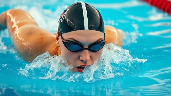 200 breaststroke world record contender in action during race.