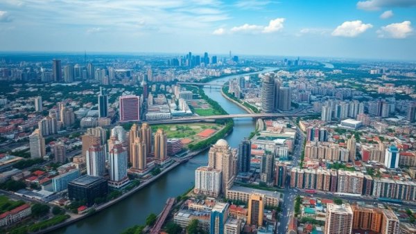 Cityscape of Manila featuring skyline and river, Philippines Digital Nomad Visa