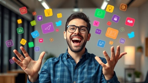 Man discussing Home Assistant add-ons in a vibrant setup.