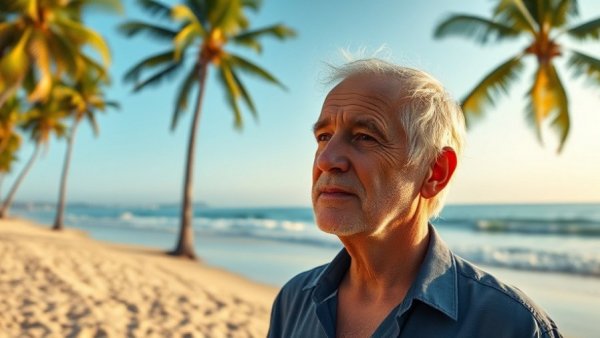 Thoughtful man on Hua Hin beach with 'Not What You Expect' text.