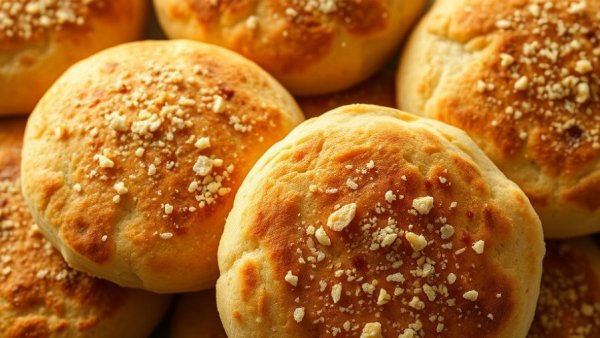 Fresh cottage cheese English muffins with golden crust.