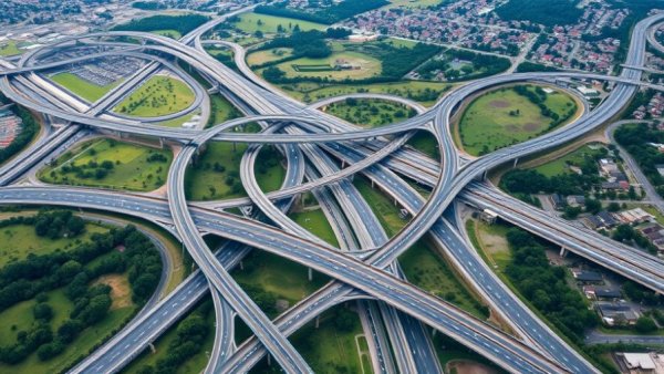 Aerial view of a complex Florida interstate highway interchange job.