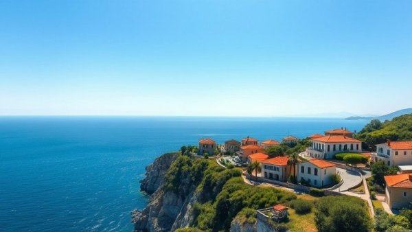 Panoramic view of Mediterranean villas near the sea, best Cyprus real estate websites