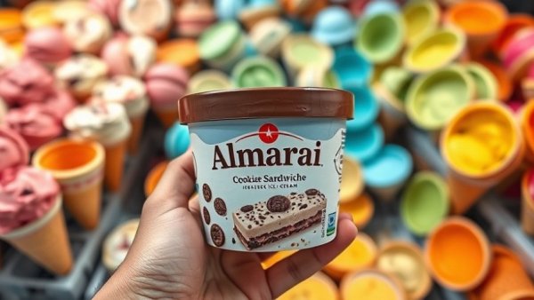 Almarai ice creams in Qatar displayed in a store freezer.