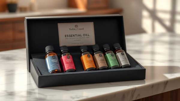 DIY carpet deodorizer ingredients, essential oils in a box.