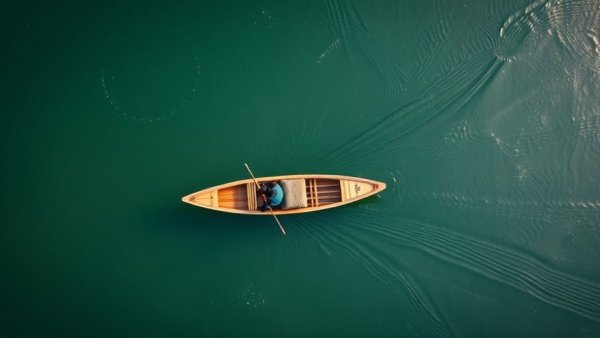 Aerial view of traditional fishing on Laos river in May