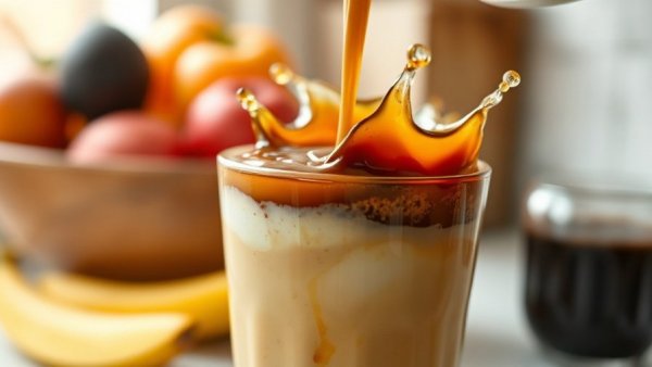 Egg coffee being prepared with fresh brew and creamy mixture.