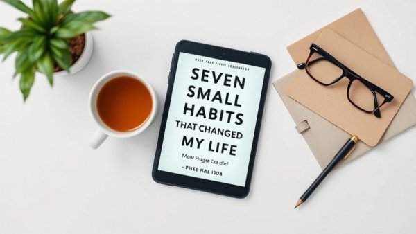 Book cover on a tablet with coffee and glasses.