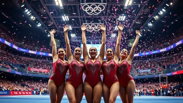 Oklahoma gymnasts celebrate winning the 2026 NCAA Championships.