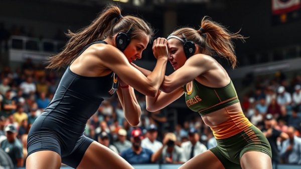 2018 US Open Women's Freestyle Finals wrestling action, vibrant scene.