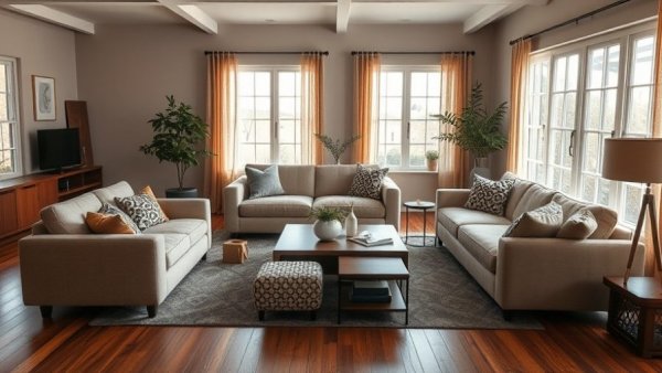 Modern budget-friendly living room transformation with soft tones.