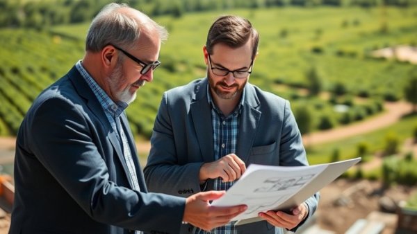 AI in construction bidding workflows, professionals analyzing plans on-site.