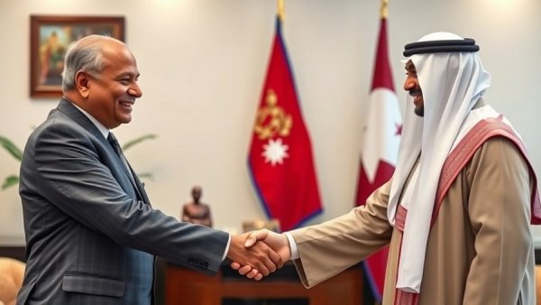 Nepal Qatar diplomatic relations meeting with handshake.