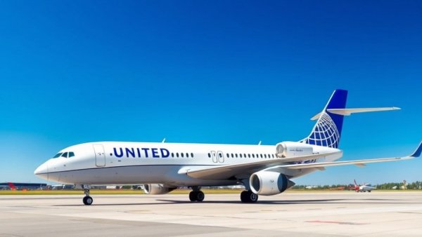 United Airlines plane at airport, symbolic of sustainable aviation fuel deal.