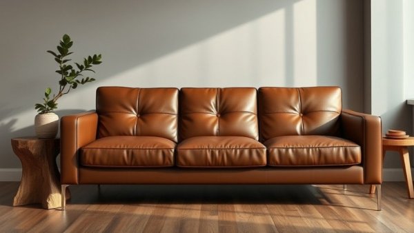 Mid-century modern sofa in mixed furniture setup.
