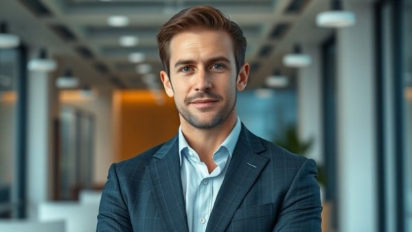 Confident bald man in an office representing Scope 3 emissions reporting.