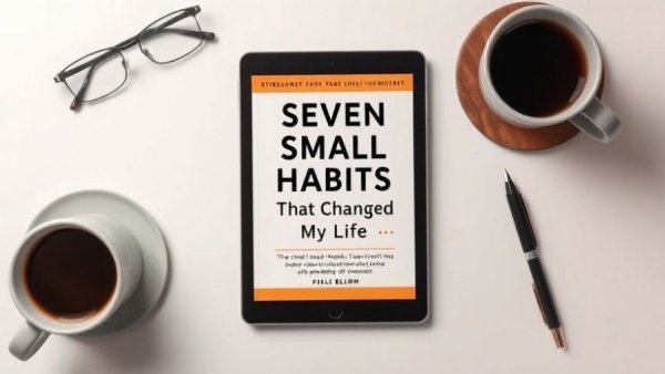 Tablet with a book cover and coffee cup, promoting clean dill pickle dip.