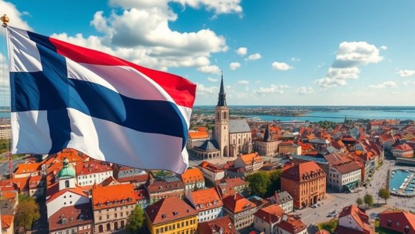 Vibrant aerial view of Tallinn with Estonia's e-Residency theme