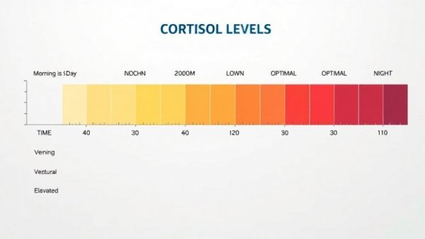 Cortisol dysregulation signs chart with daily levels and ranges.