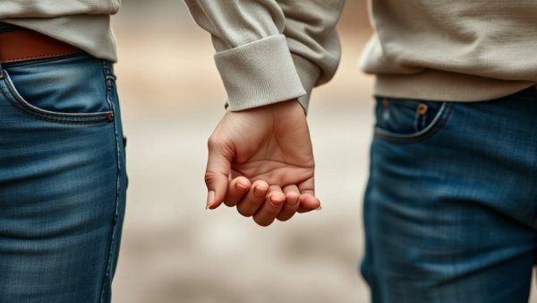 Mindfulness in relationships: couple holding hands intimately.