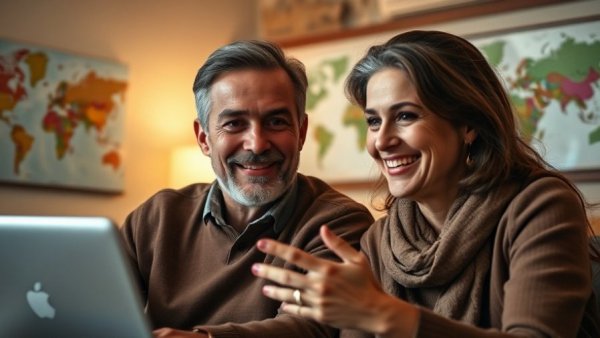 Video call discussing easy residency in Paraguay with maps in background.