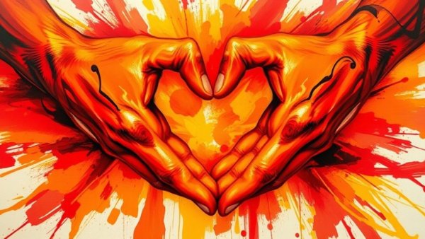 Abstract art of hands forming heart symbolizing ethical volunteering.
