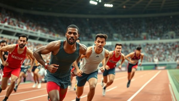 World Relays Issues: Dynamic athletes competing in relay race