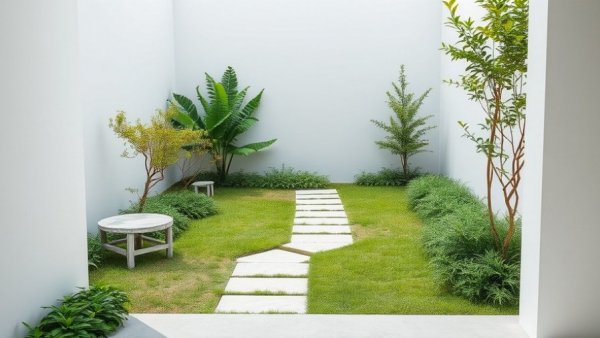 Tranquil zen garden design with stones and greenery.