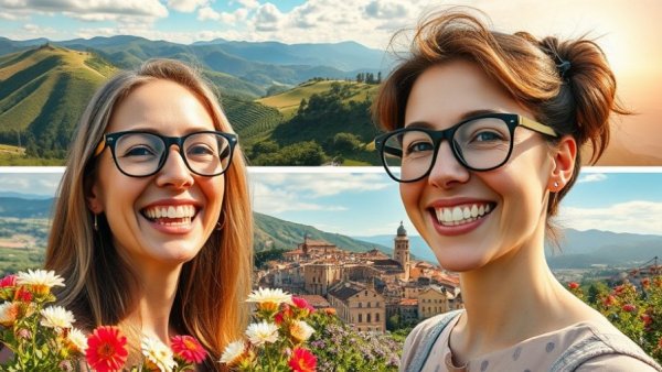 Italian landscapes collage with smiling woman, Italy tax incentives 2026.