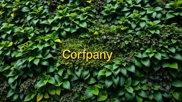 Company sign with lush greenery backdrop promoting energy-saving HVAC technology.