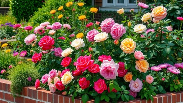 Cottage garden with natural weed control showcasing vibrant blooms.