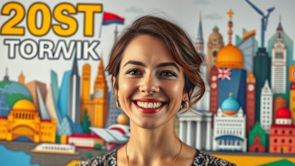 Best countries for expats to live and work promotional image with smiling woman.