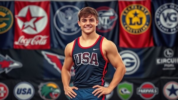 Kamal Bey at PanAm Championships in USA singlet, energetic pose.