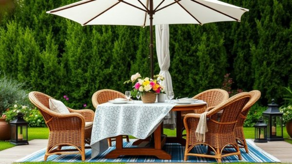 Budget-friendly outdoor summer dining setup with charming decor.