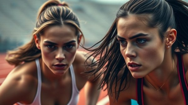 Jamaica sprint situation with two determined female sprinters on track.