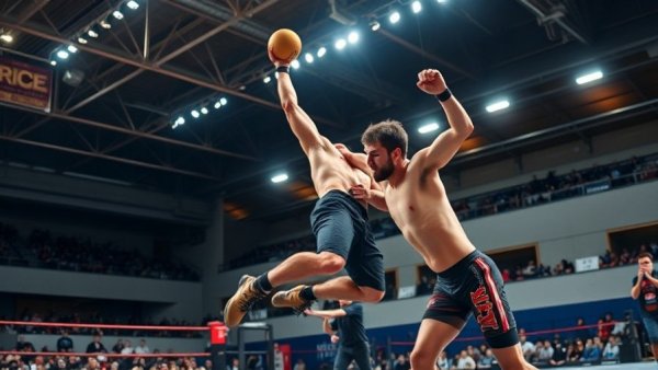 Swiss Airlines sports partnerships showcased through dynamic wrestling action.