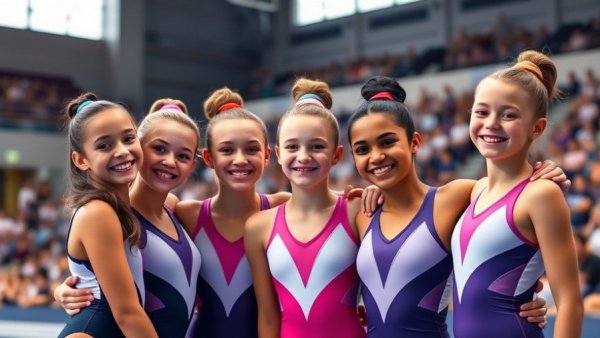 Playful gymnasts celebrating, capturing the 2026 Brazil Trophy results ambiance.