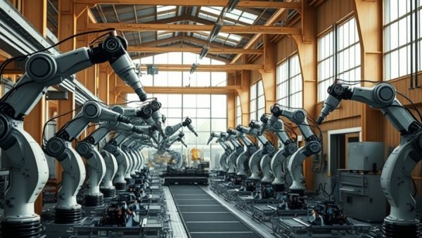 Robotic arms in the largest robot data factory in the US, showcasing an advanced industrial setting.
