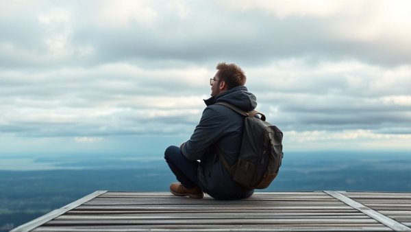 Man sitting on platform, contemplating long-term storage for expats.
