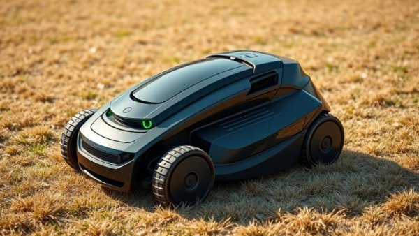 Robot mower technology: Sleek autonomous lawnmower in a field