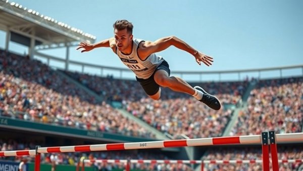 Quincy Wilson Hurdles technique in action during a race.