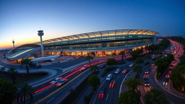 San Francisco International airport showcasing architectural design and traffic.