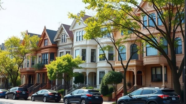 Charming Victorian houses symbolizing expats buying US real estate.