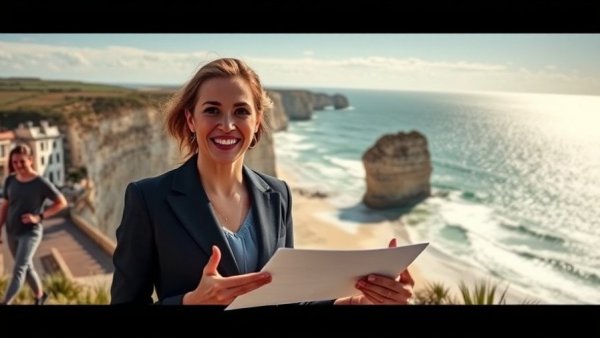 Taxation for Retirees in Portugal explained by a smiling presenter with Algarve backdrop.