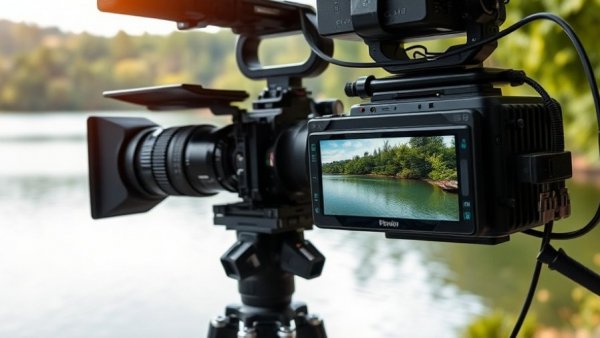 Professional filming setup capturing a lake scene; the documentary is out now.